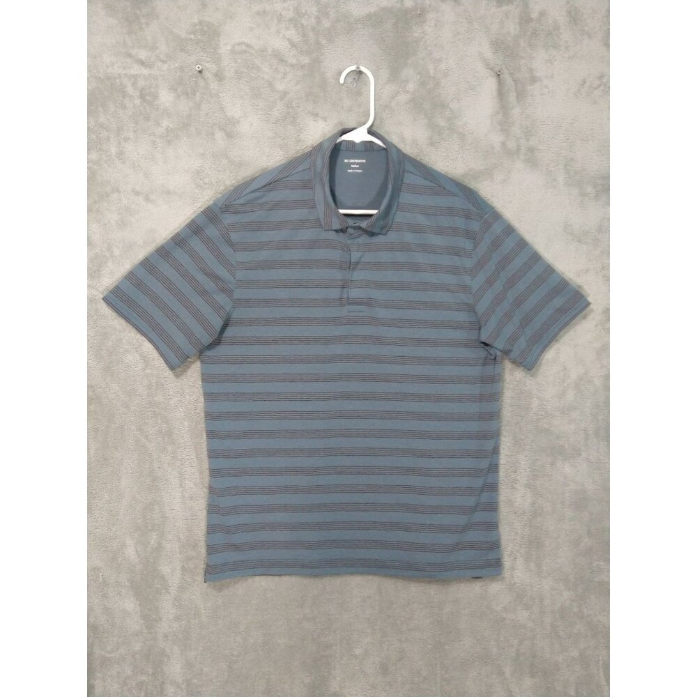 REI Co Op Shirt Mens Medium Blue Polo Short Sleeve Lightweight Hiking Outdoor